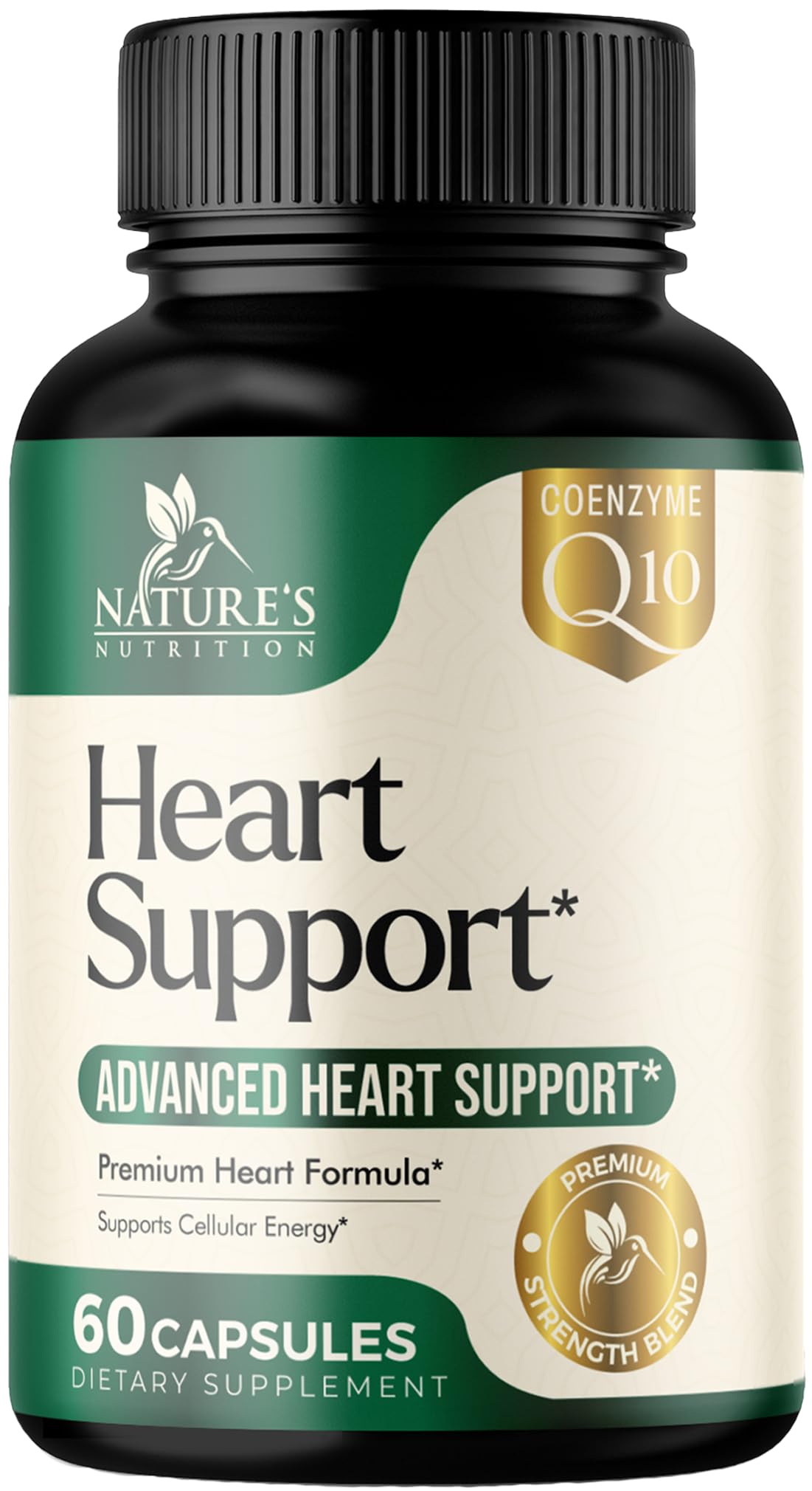 Nature's Nutrition frasco frontal mostrando la etiqueta y beneficios visibles