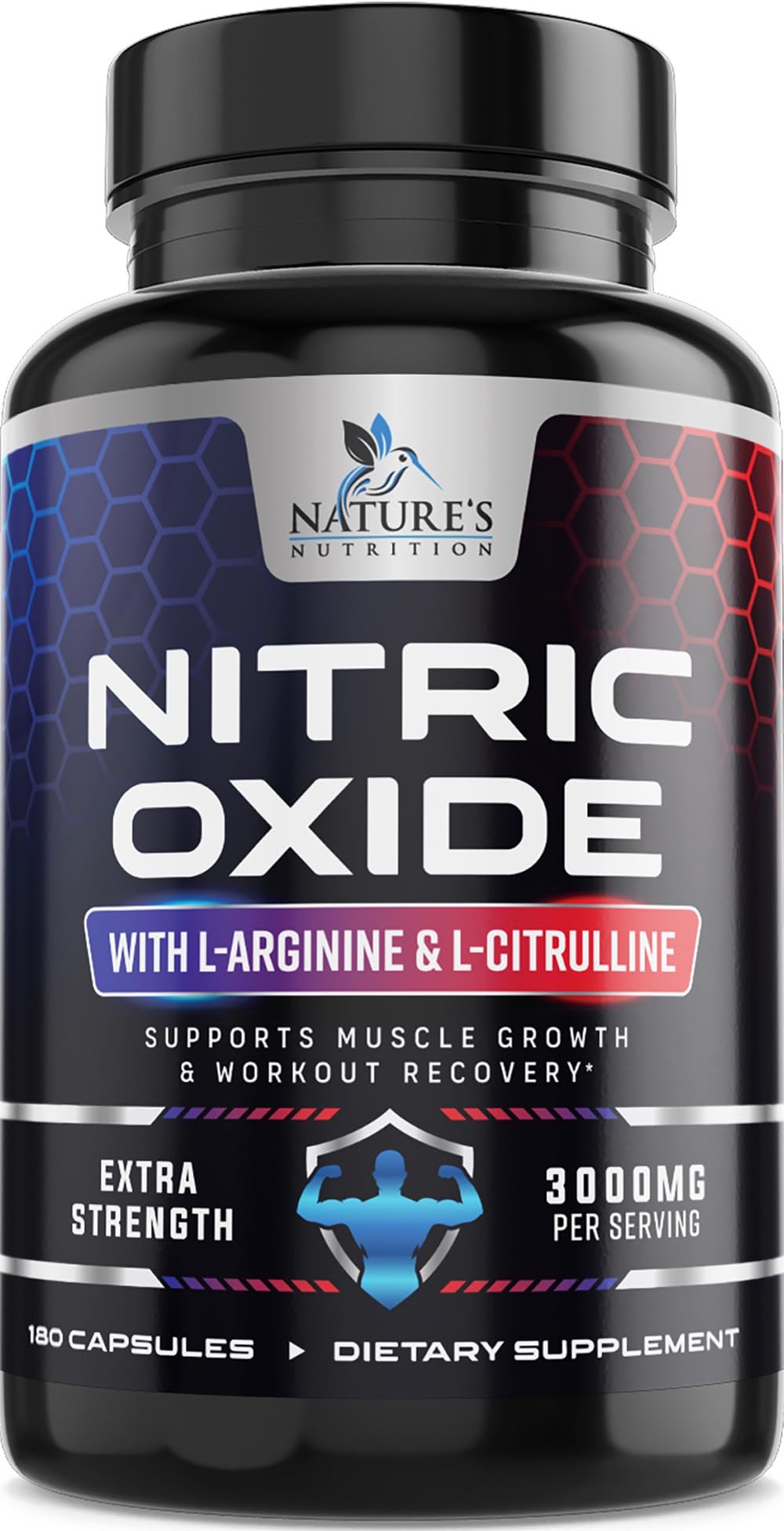 Nature's Nutrition frasco frontal mostrando etiquetado claro y beneficios
