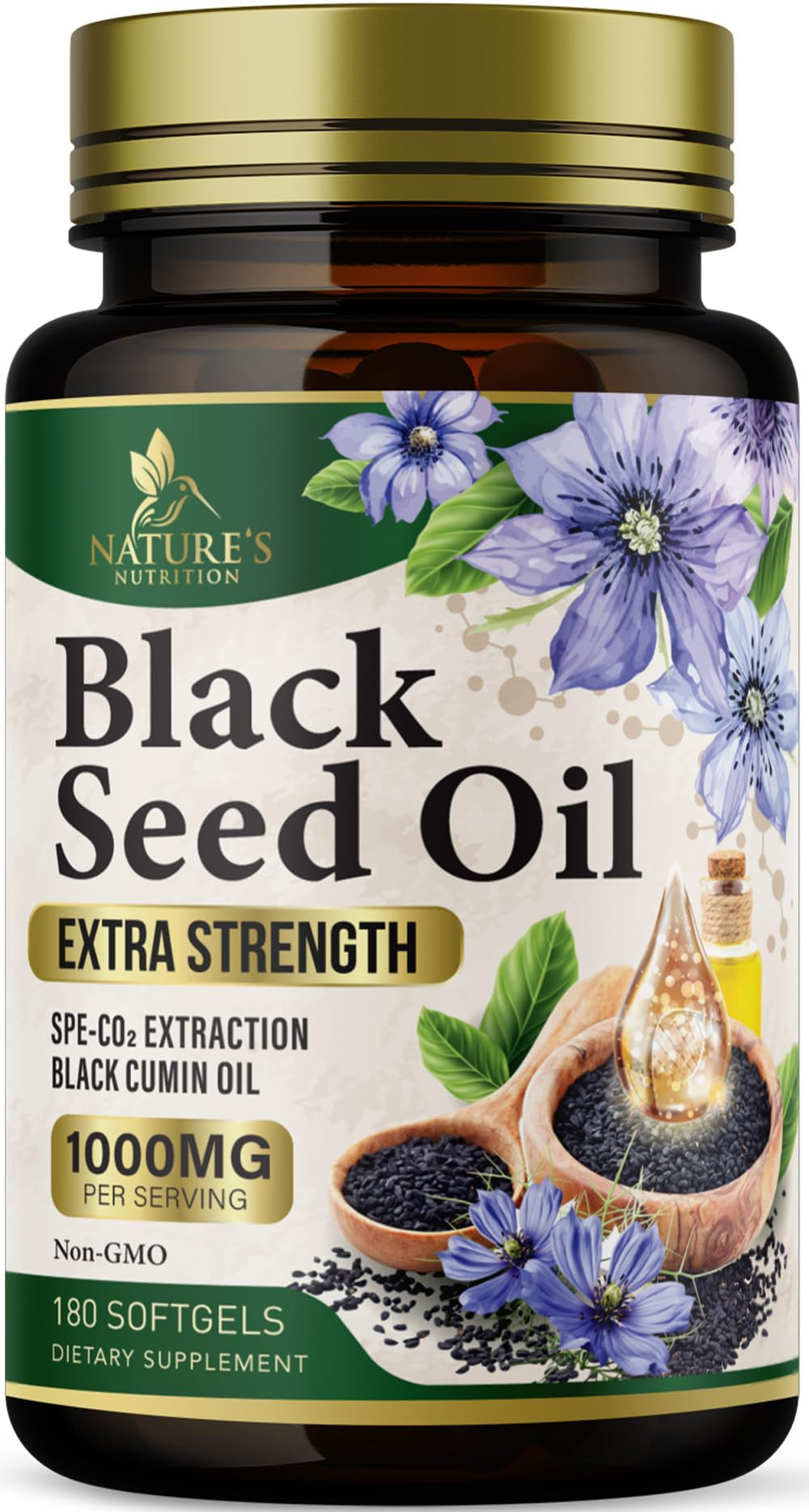 Nature's Nutrition frente del botellón con información clara y beneficios
