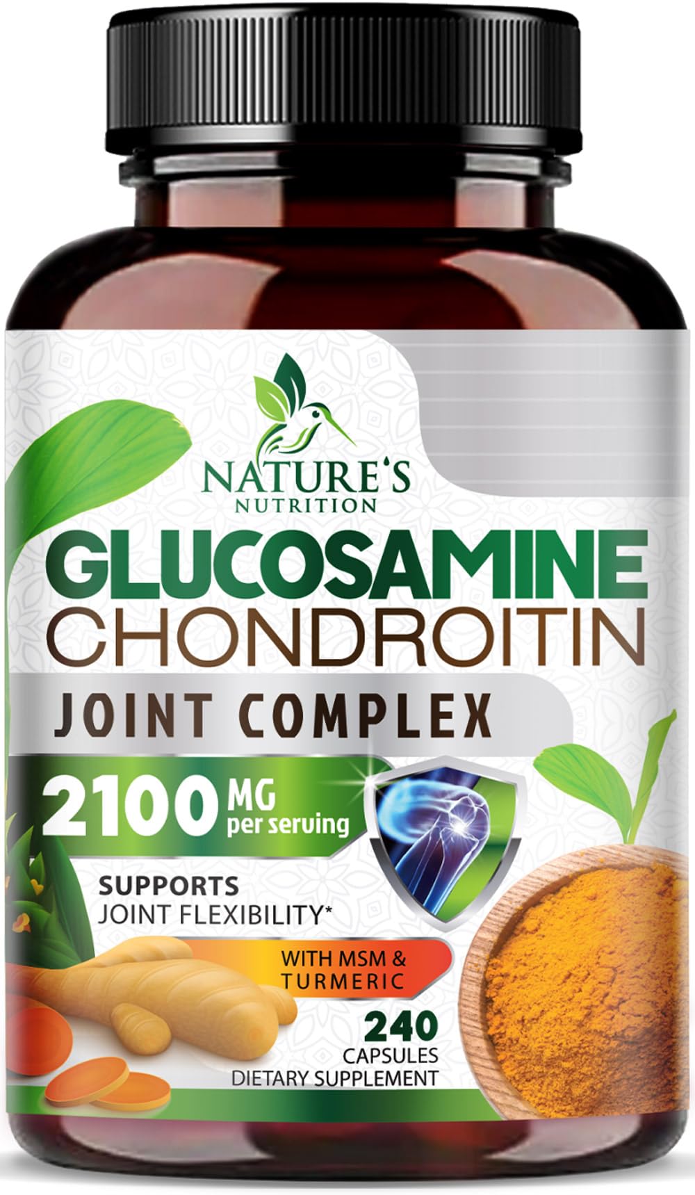 Nature's Nutrition frente del empaque mostrando frasco grande y claridad de uso