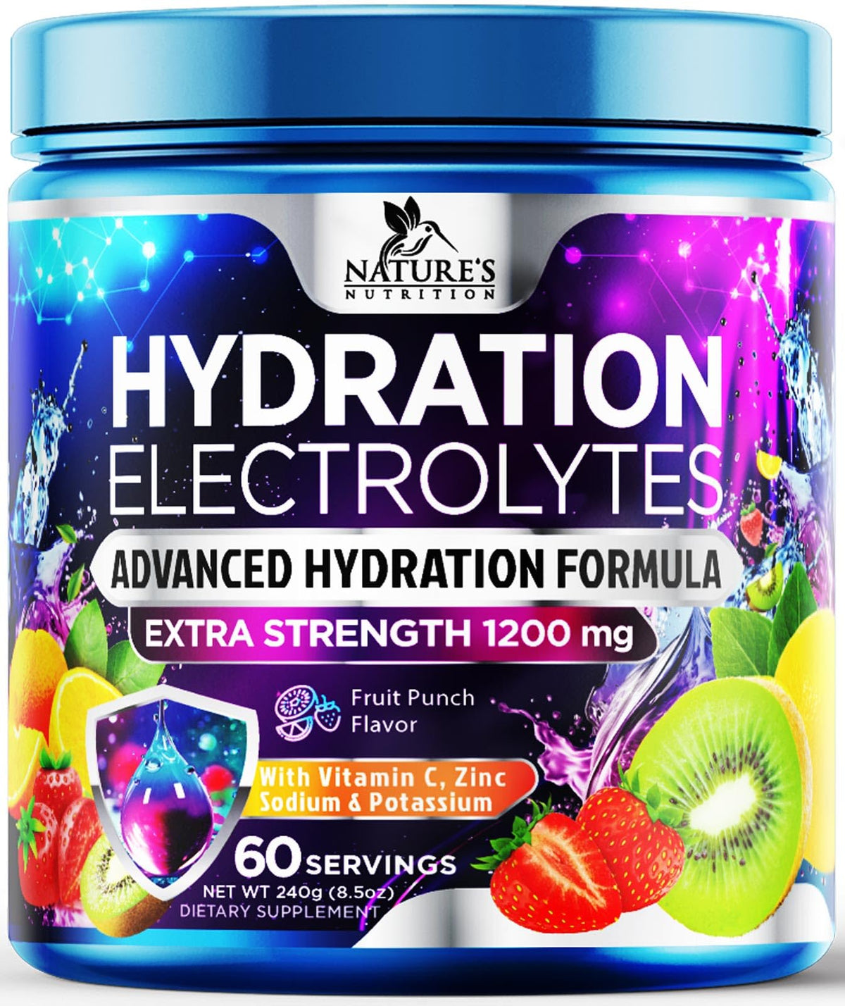 Nature's Nutrition frente del envase mostrando marca y beneficios