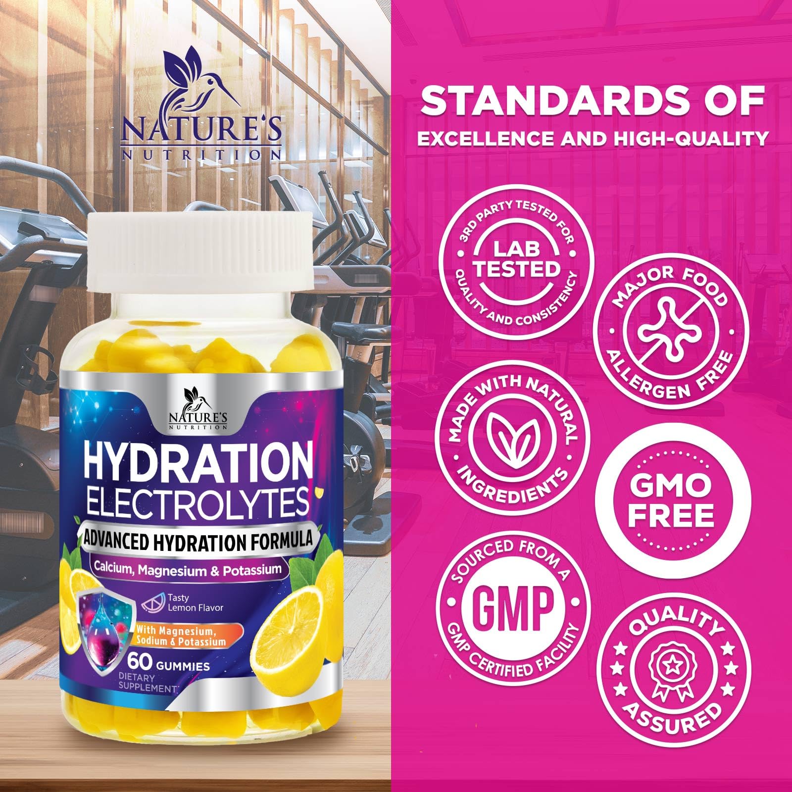 Nature's Nutrition imagen de potasio y sal real indicando minerales clave para balance electrolítico