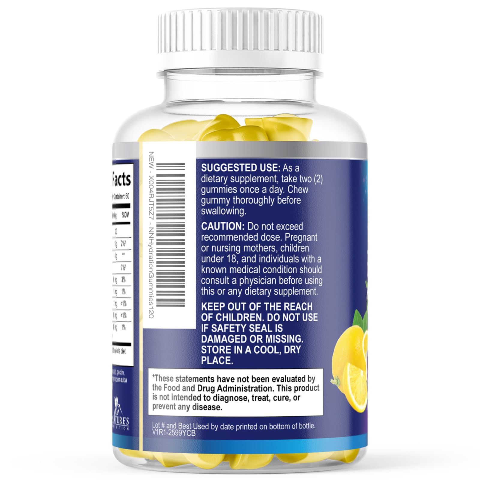 Nature's Nutrition gominolas junto a limón resaltando sabor natural y vitamina