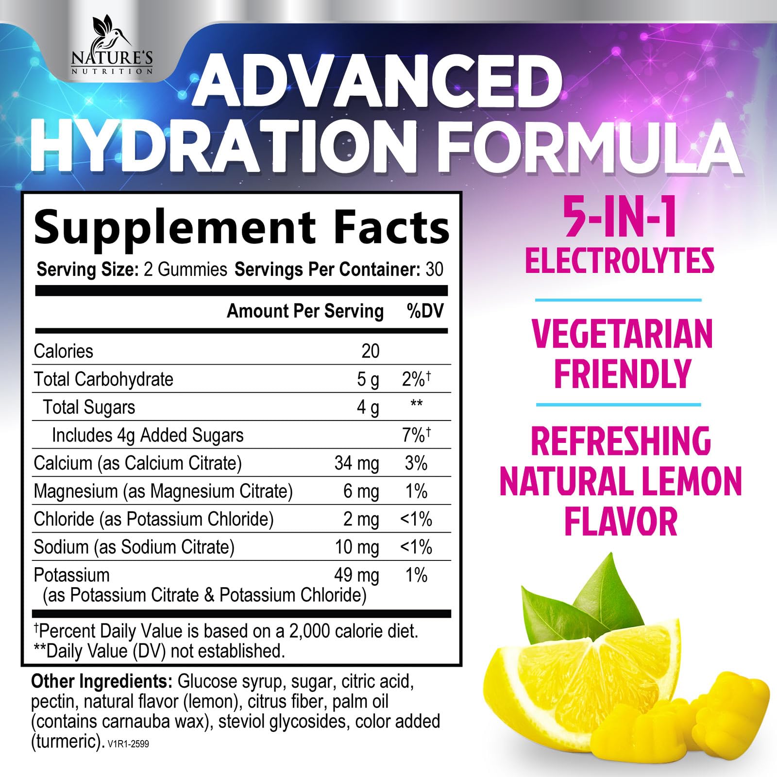 Nature's Nutrition primer plano de textura gomosa y apariencia apetecible para consumo fácil