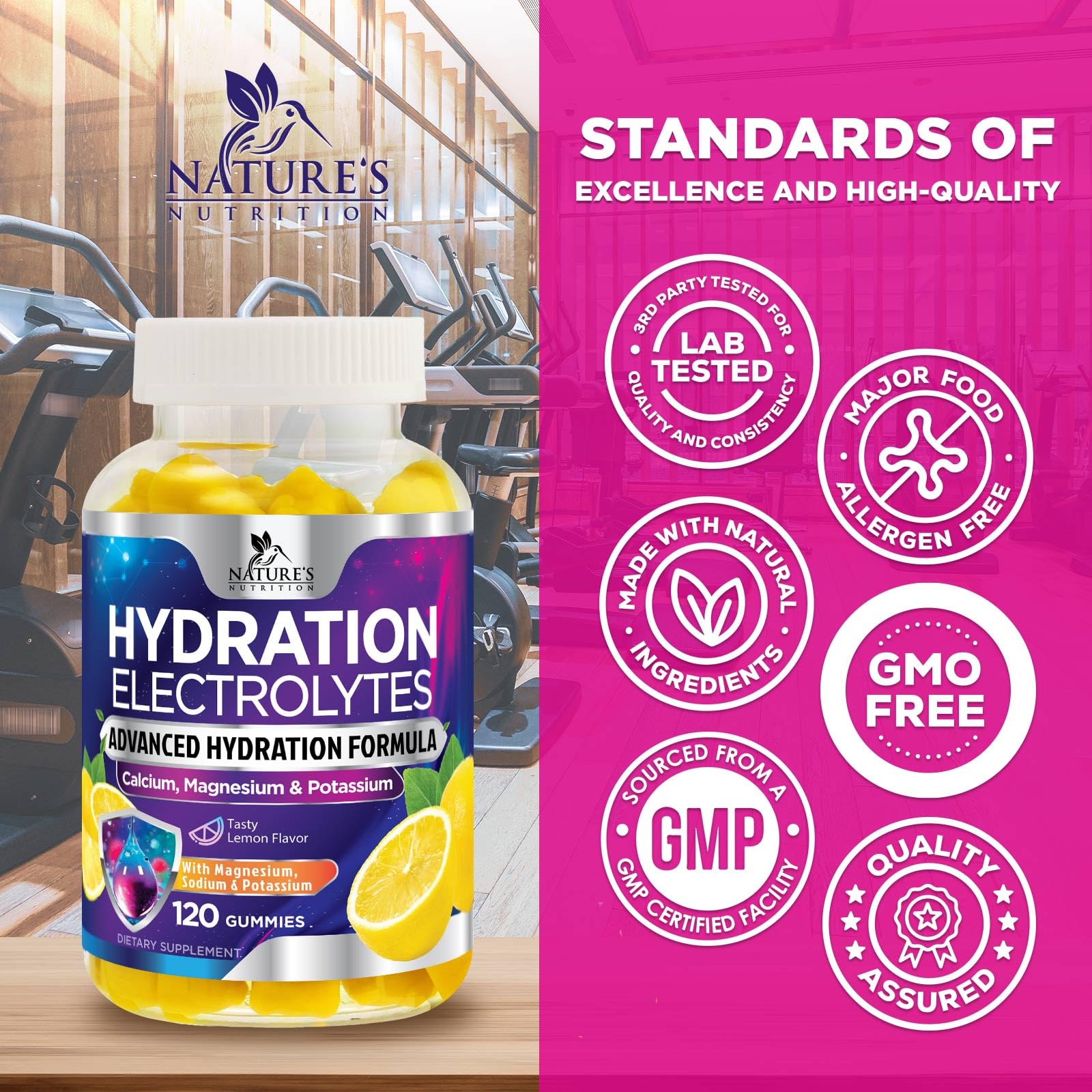 Nature's Nutrition gominolas en uso por deportista para reposición rápida