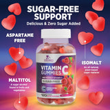 Nature's Nutrition adultos y niños tomando gomitas, aptas para la familia