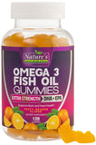 Nature's Nutrition frasco frontal con 120 gomitas omega‑3, práctico y visible