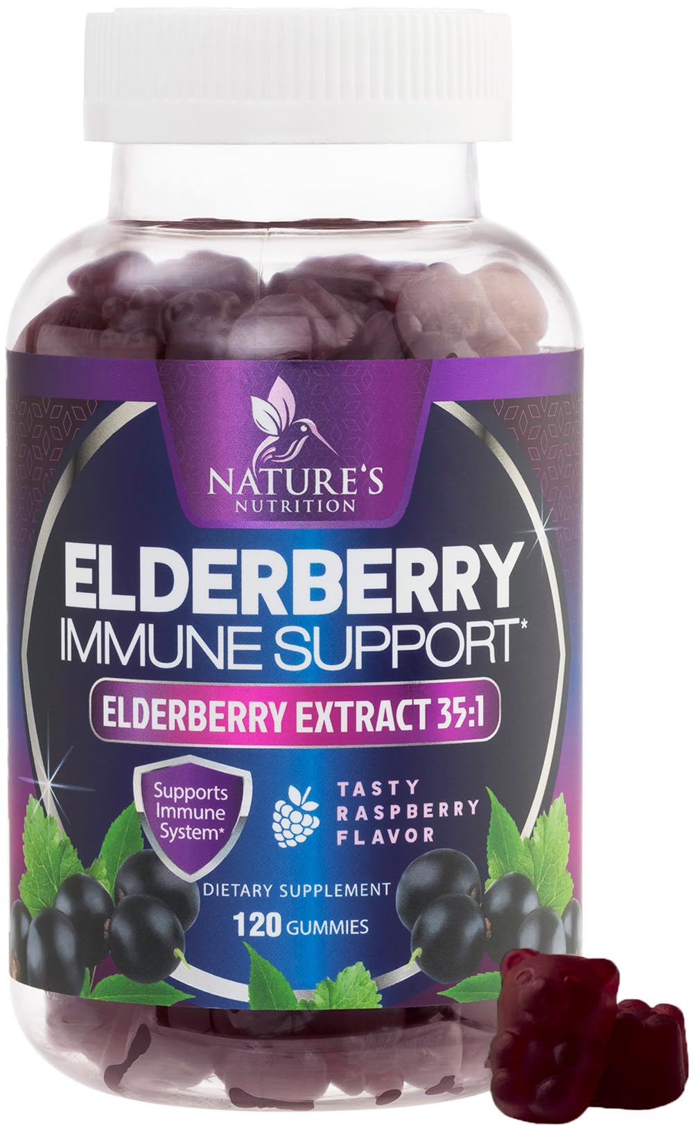 Nature's Nutrition frontal del envase mostrando gomitas y beneficio práctico