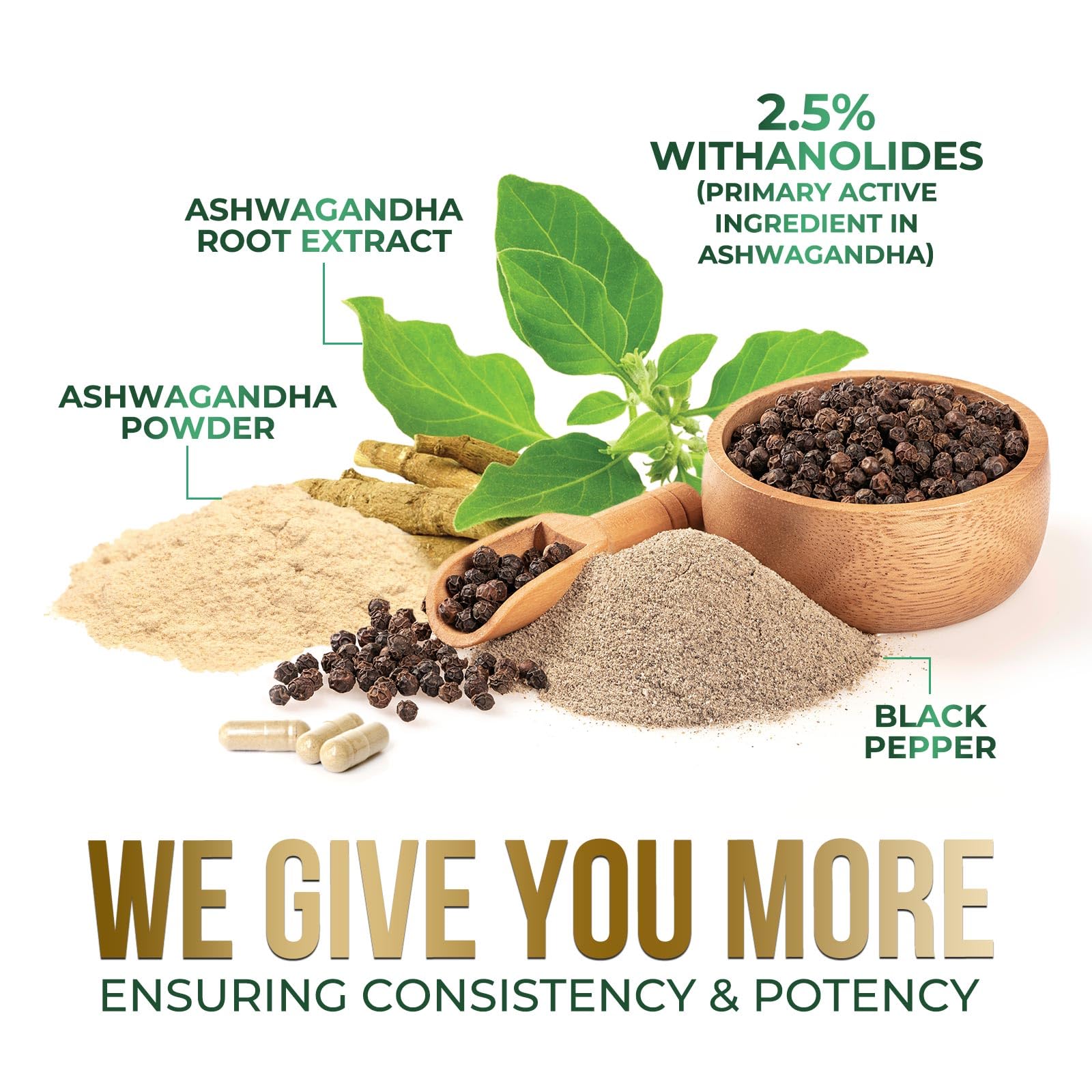 Nature's Nutrition acercamiento a ingredientes de raíz y pimienta negra