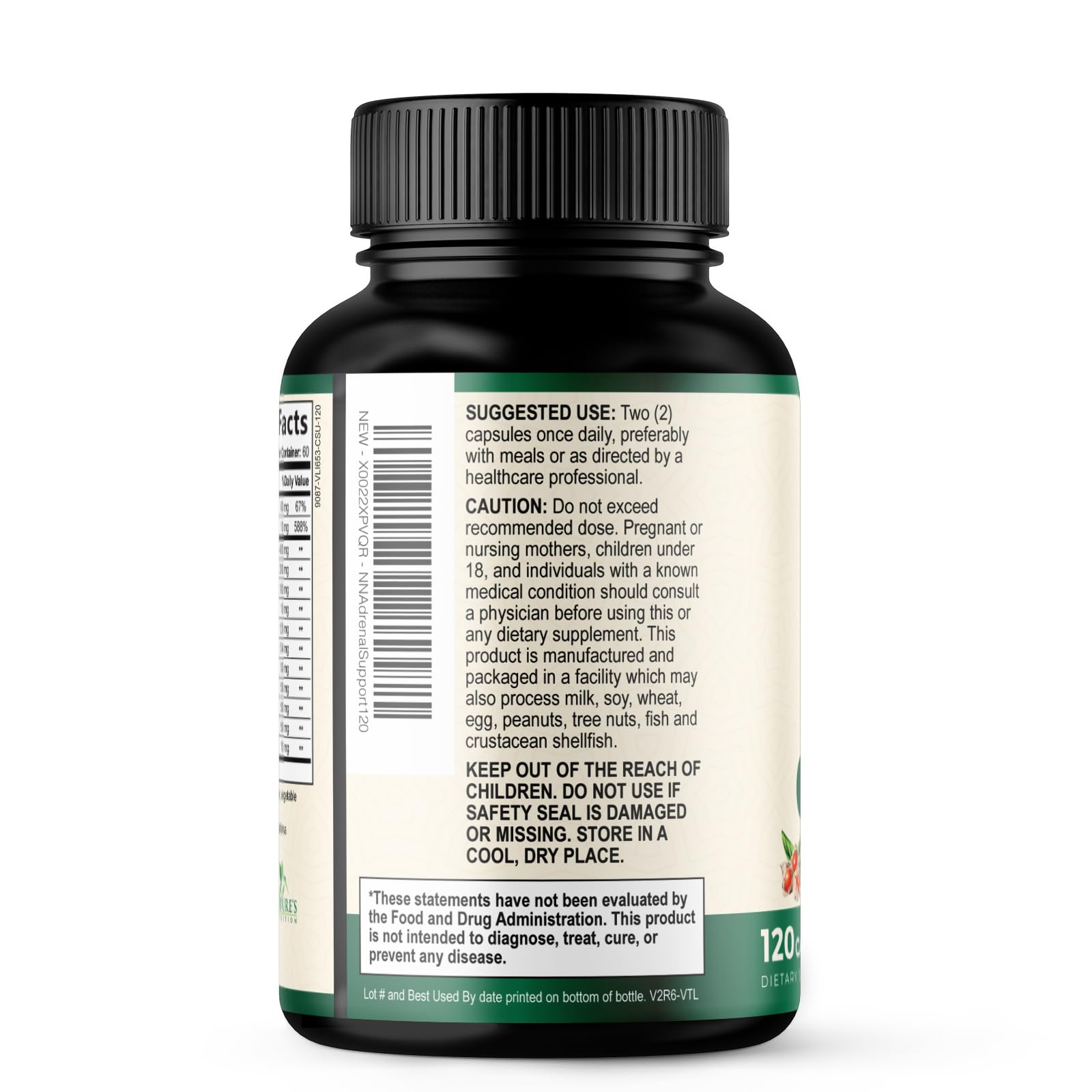 Nature's Nutrition raíces de ashwagandha y rhodiola como ingredientes