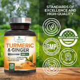 Nature's Nutrition cúrcuma y jengibre orgánicos como ingredientes clave