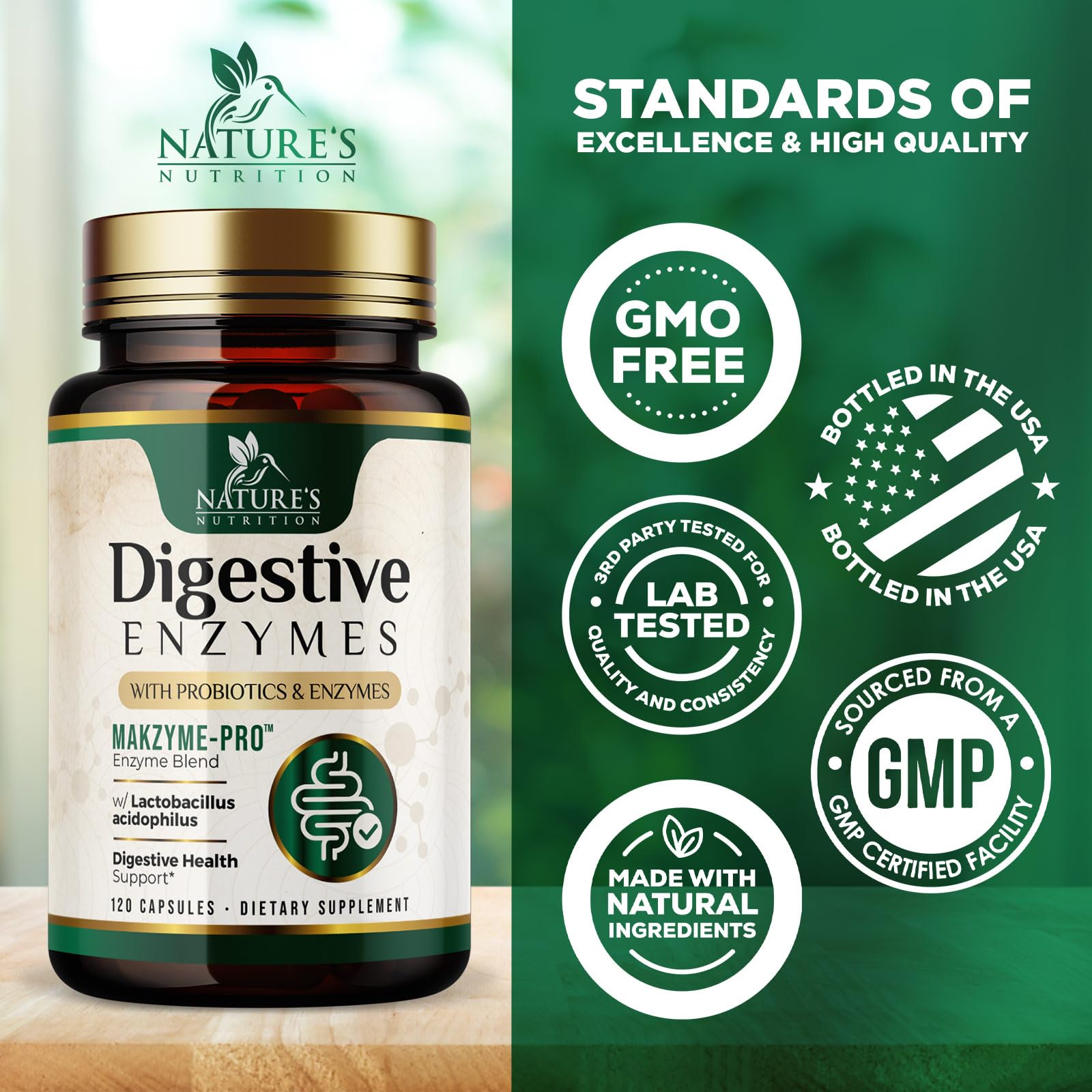Nature's Nutrition etiqueta con lista de ingredientes y beneficios claros