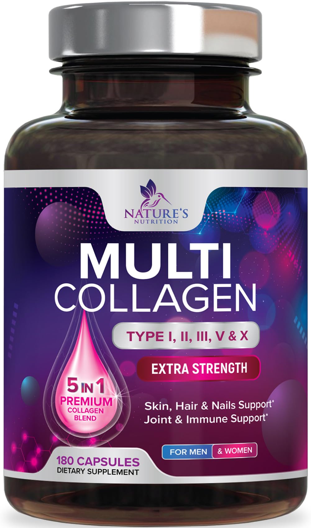 Nature's Nutrition envase frontal mostrando cápsulas y beneficio práctico