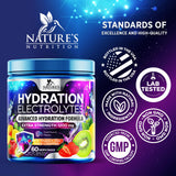 Nature's Nutrition bebida disuelta en vaso lista para hidratar
