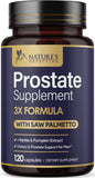 Nature's Nutrition envase frontal mostrando 120 cápsulas y beneficio de soporte prostático
