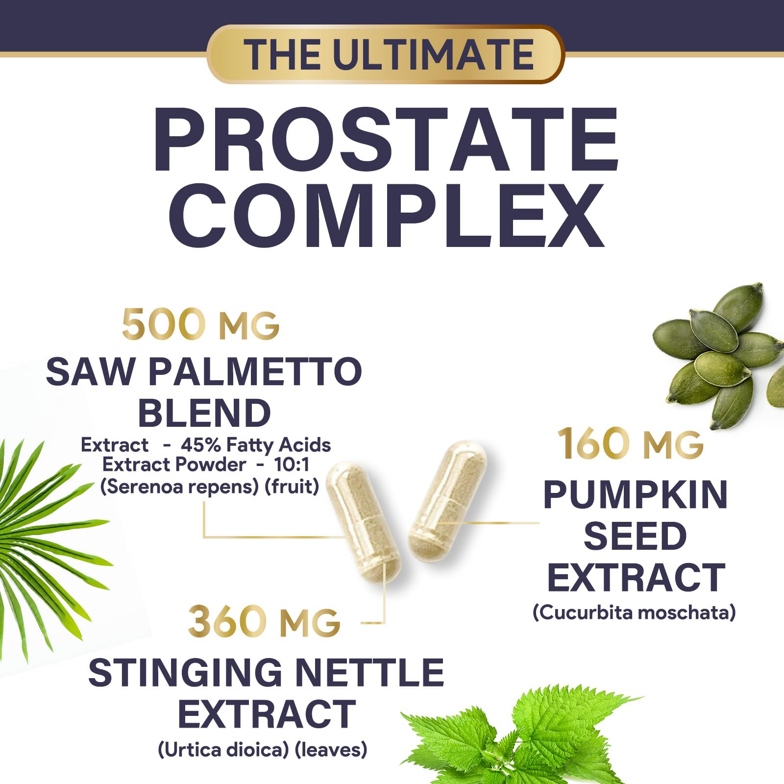Nature's Nutrition ingredientes clave saw palmetto ortiga calabaza para apoyo urinario