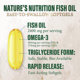 Nature's Nutrition gota de aceite omega‑3 destacando pureza