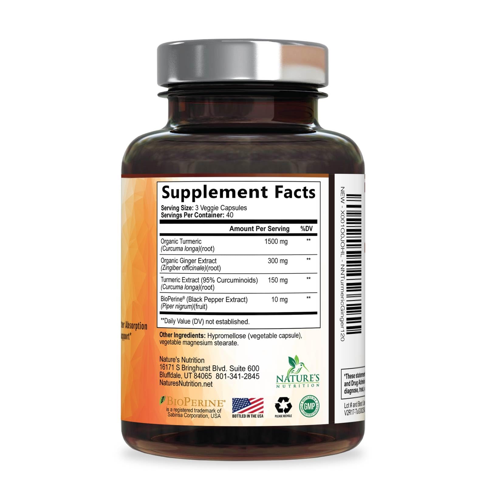 Nature's Nutrition cápsula junto a regla para comparar tamaño y comodidad