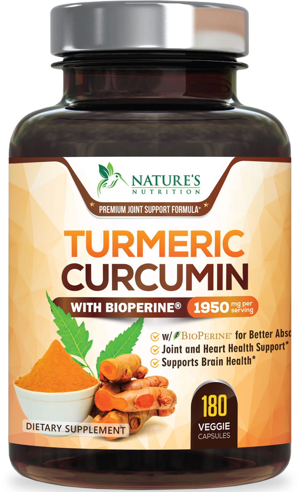 Nature's Nutrition vista frontal del frasco mostrando beneficios y cantidad