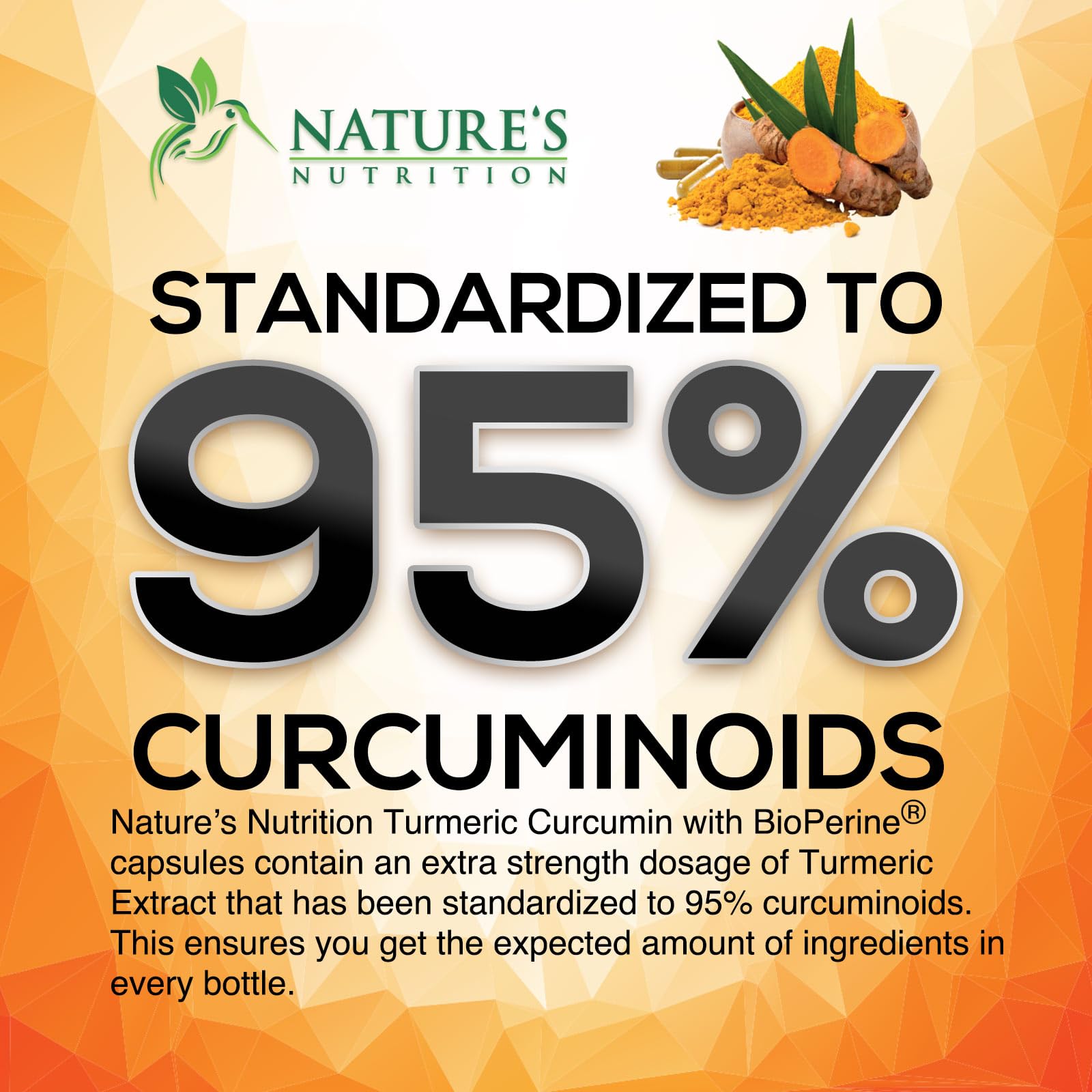 Nature's Nutrition textura de polvo de cúrcuma, beneficio materia prima orgánica visible