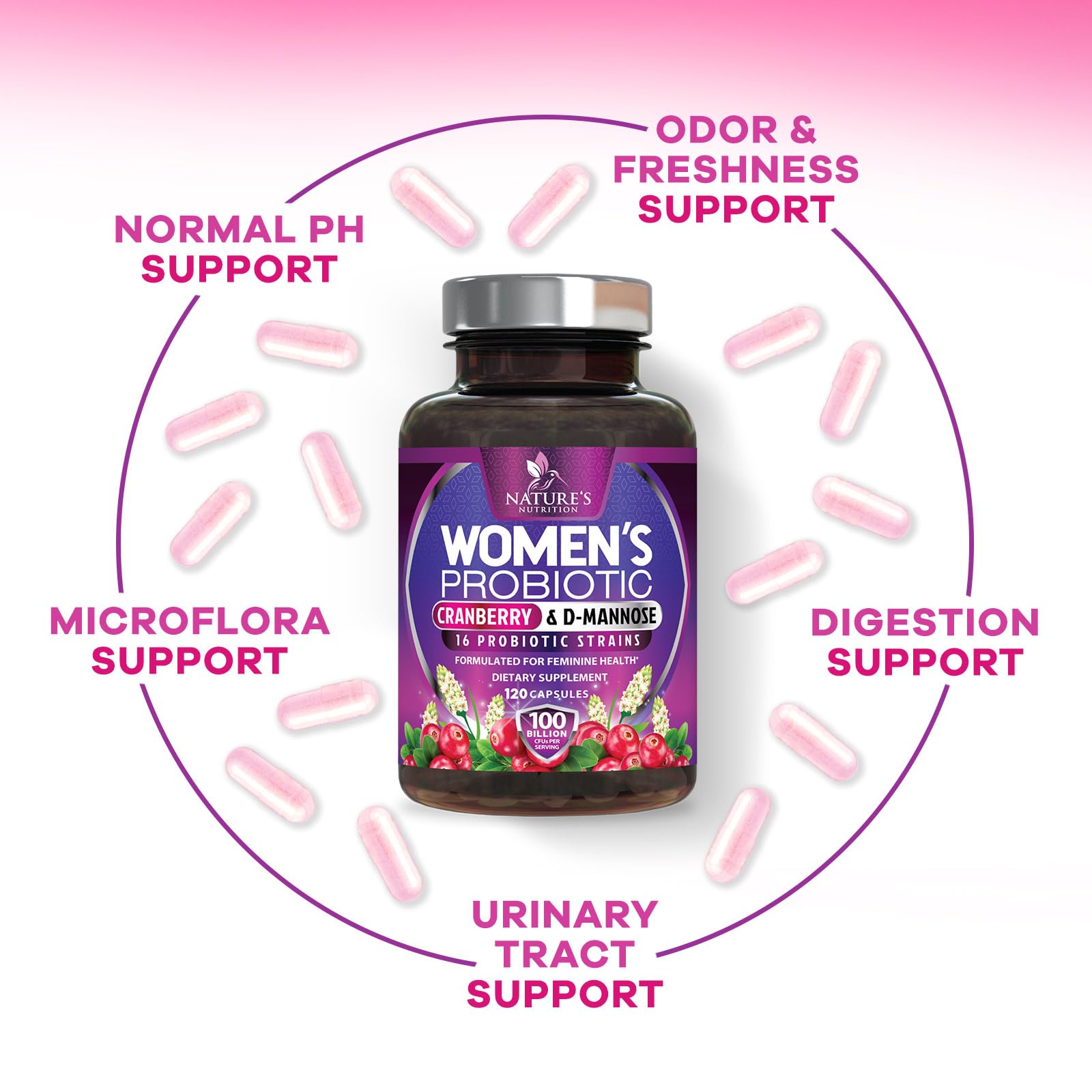 Nature's Nutrition frasco junto a desayuno sugiriendo uso con comida