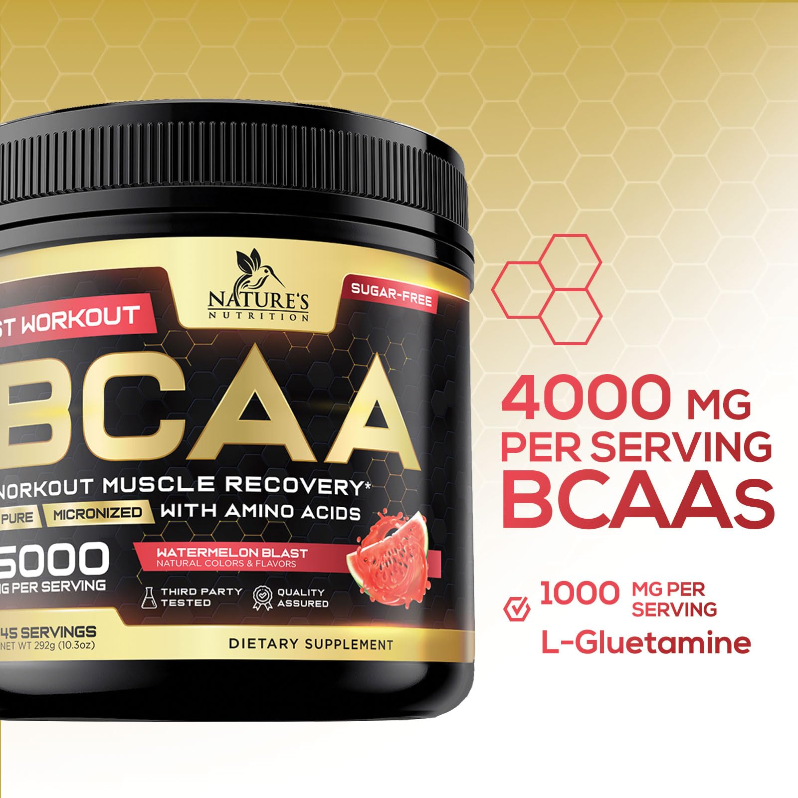 Nature's Nutrition vaso con bebida sandía listo para recuperar energía