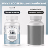 Nature’s NutriWave FemiCore concepto probiótico mostrando cepas y soporte microbiano