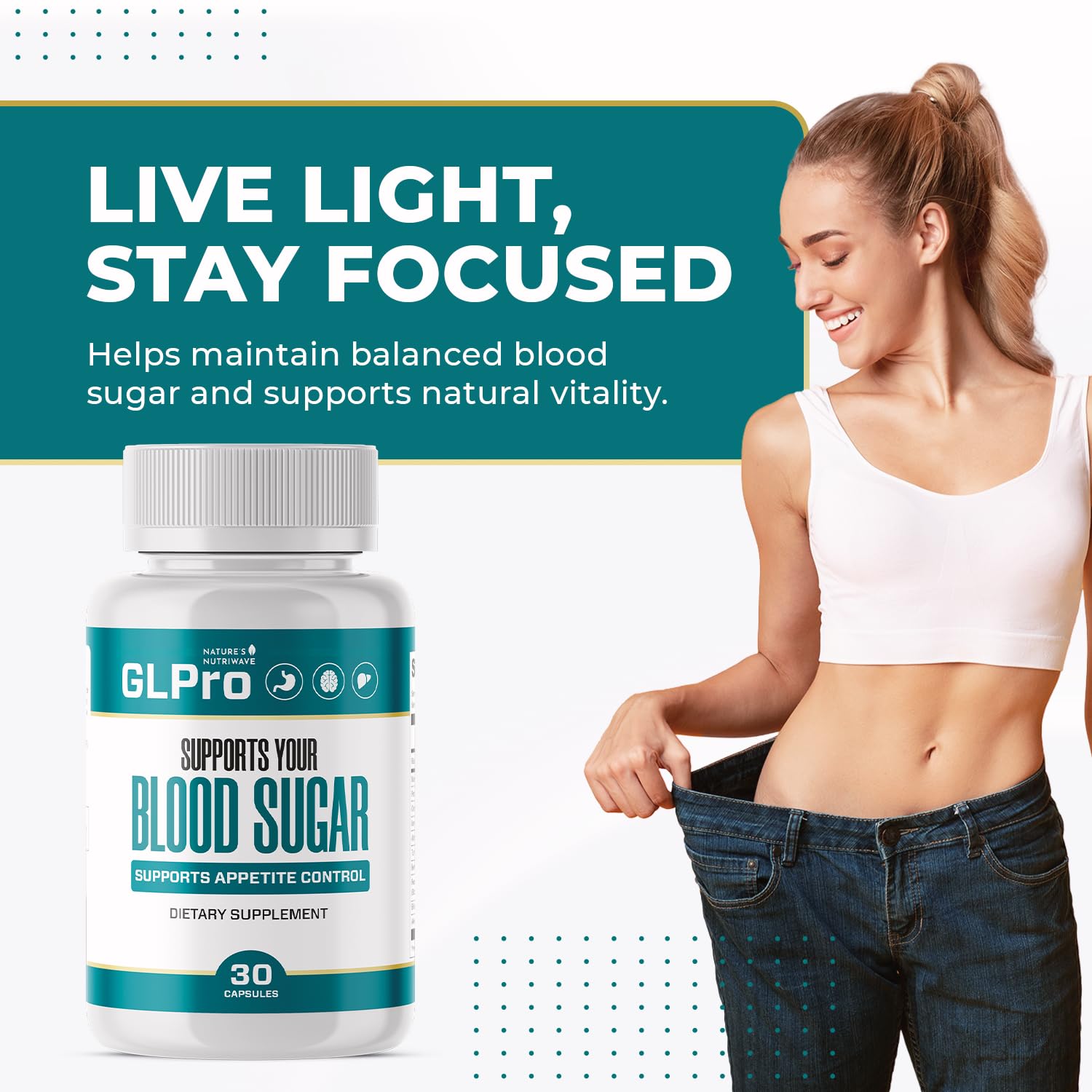 Nature’s NutriWave GLPro ingredientes secos (espino, hibisco, ajo), origen vegetal