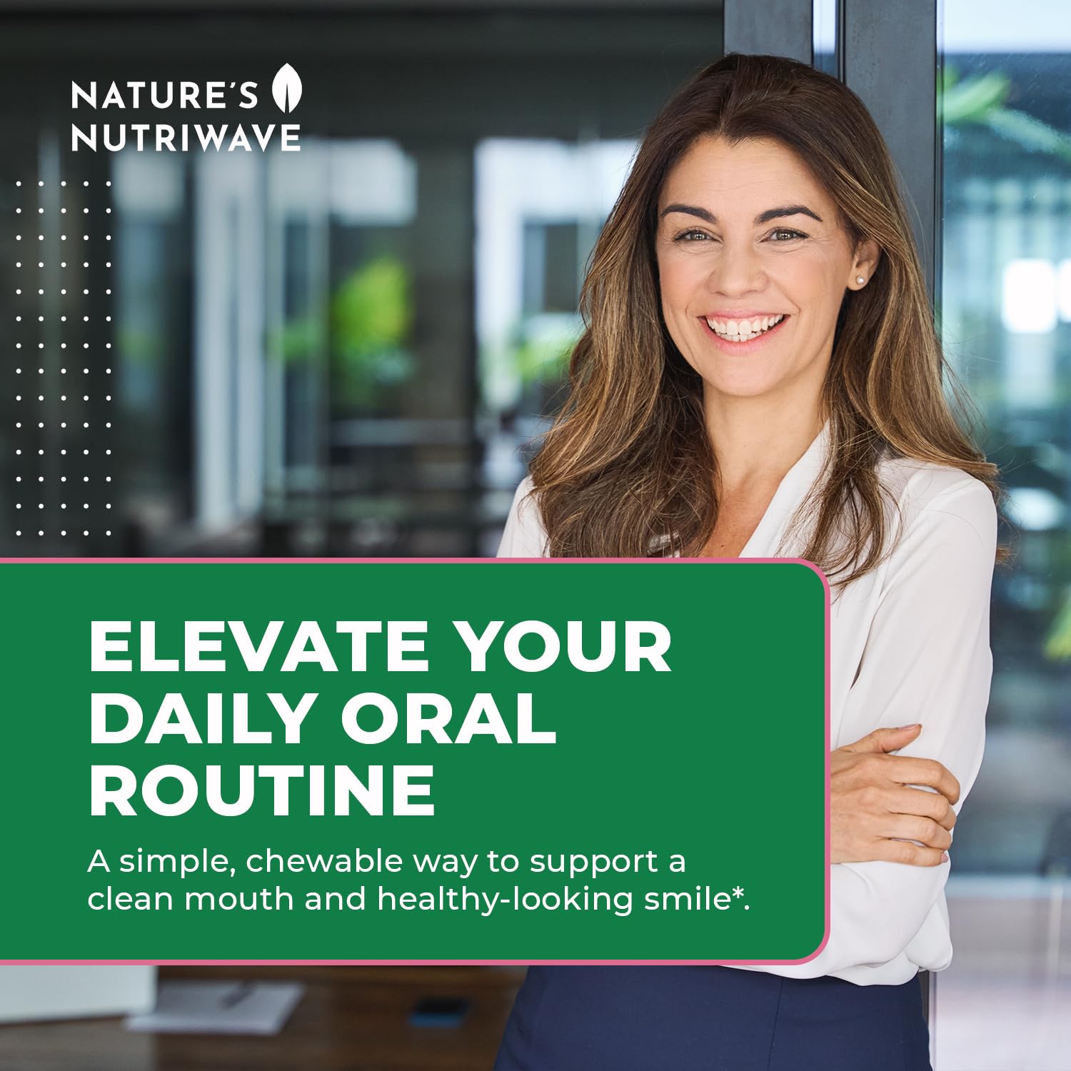 Nature’s NutriWave closeup fórmula Oracare mostrando mezcla probiótica
