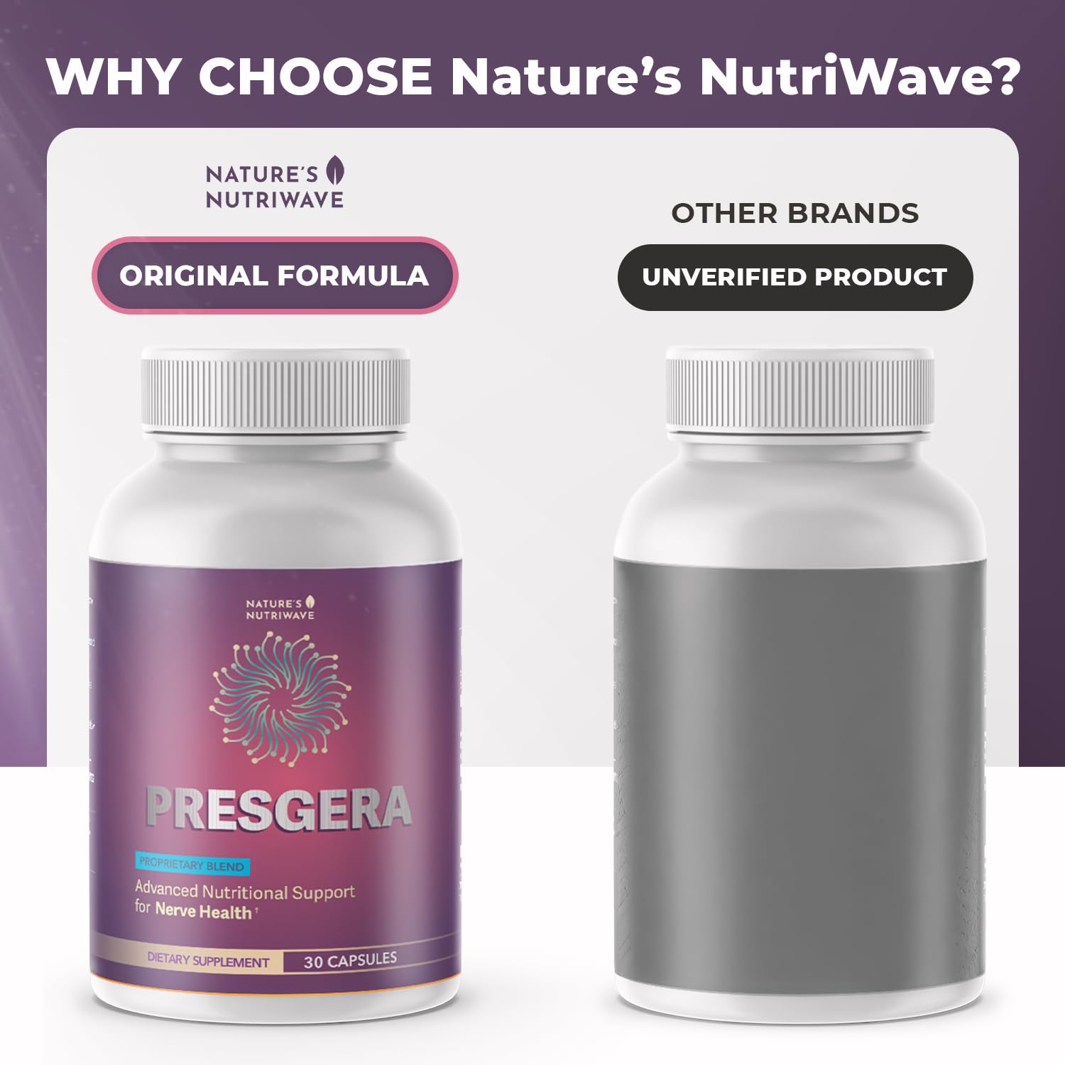 Nature’s NutriWave cápsula en mano para comparar tamaño y facilidad