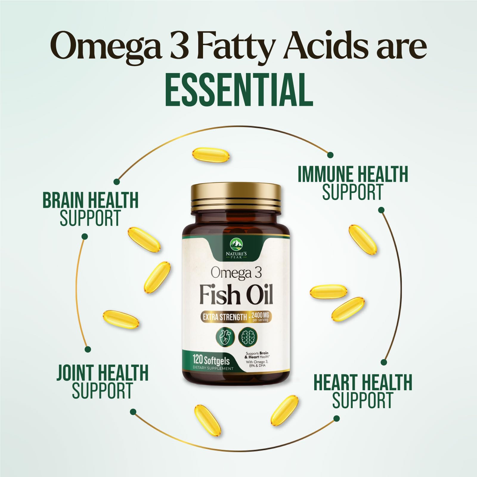 Nature's Peak etiqueta nutricional en detalle con EPA y DHA claros