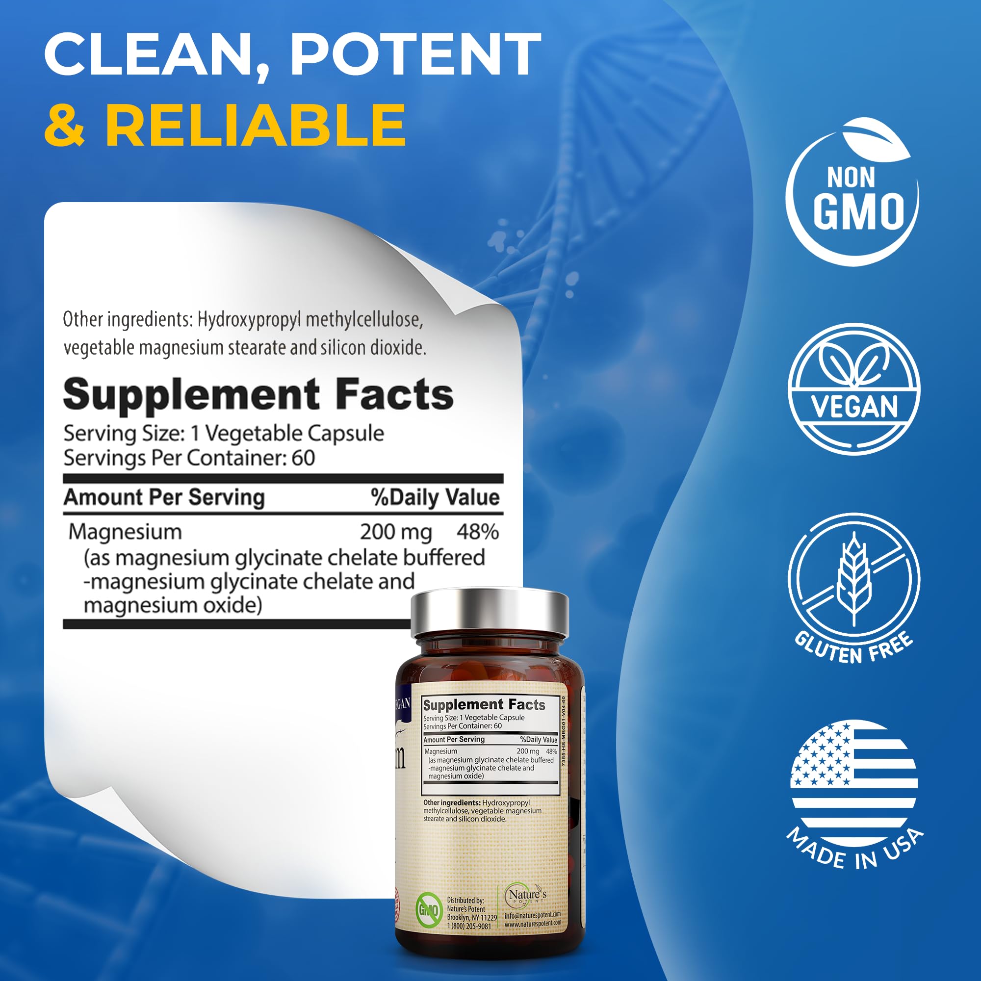 Nature's Potent etiqueta nutricional enfocada, transparencia de ingredientes