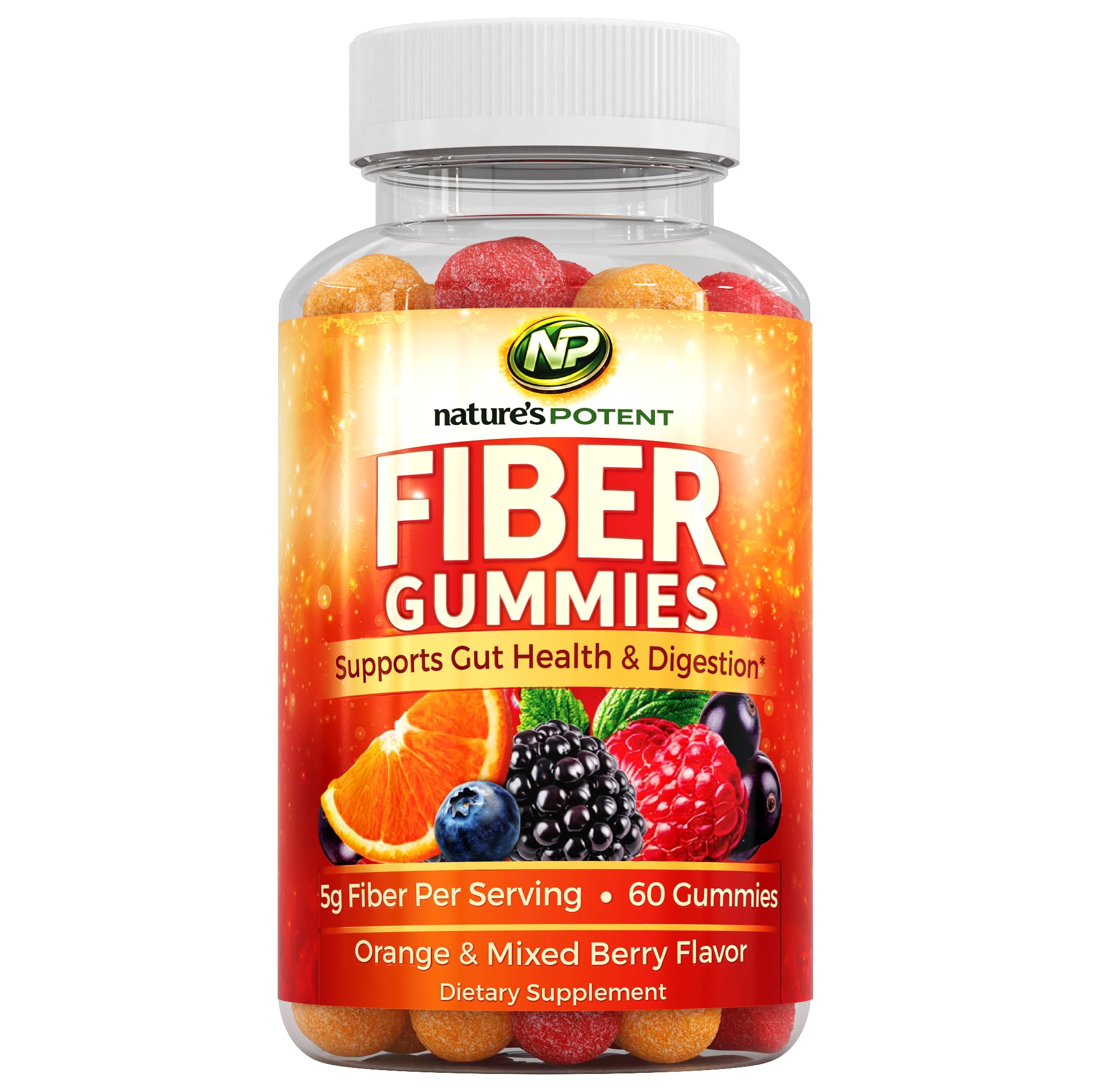 Nature's Potent frente del empaque mostrando 60 gomitas y beneficios