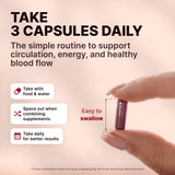 Nature's Pure Blend cápsula en mano para comparar tamaño y dosificación