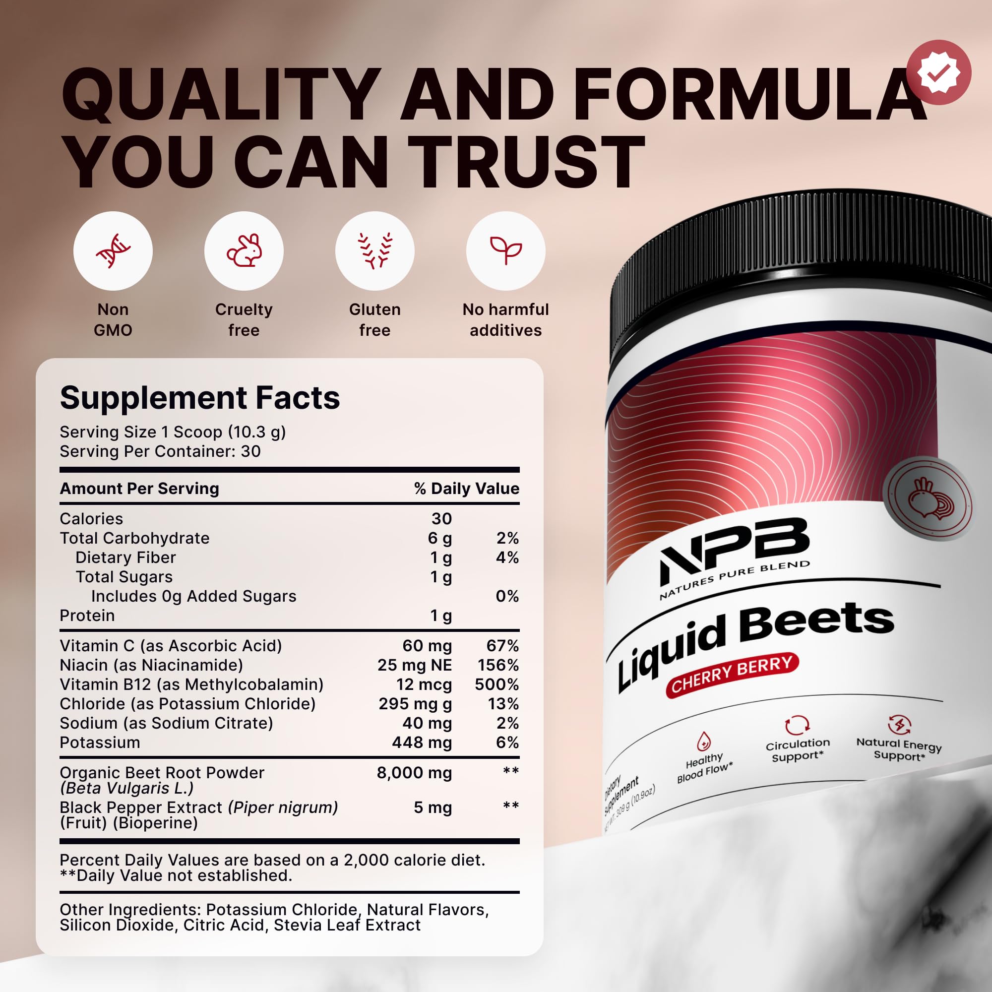Nature's Pure Blend sello orgánico y certificaciones en el envase