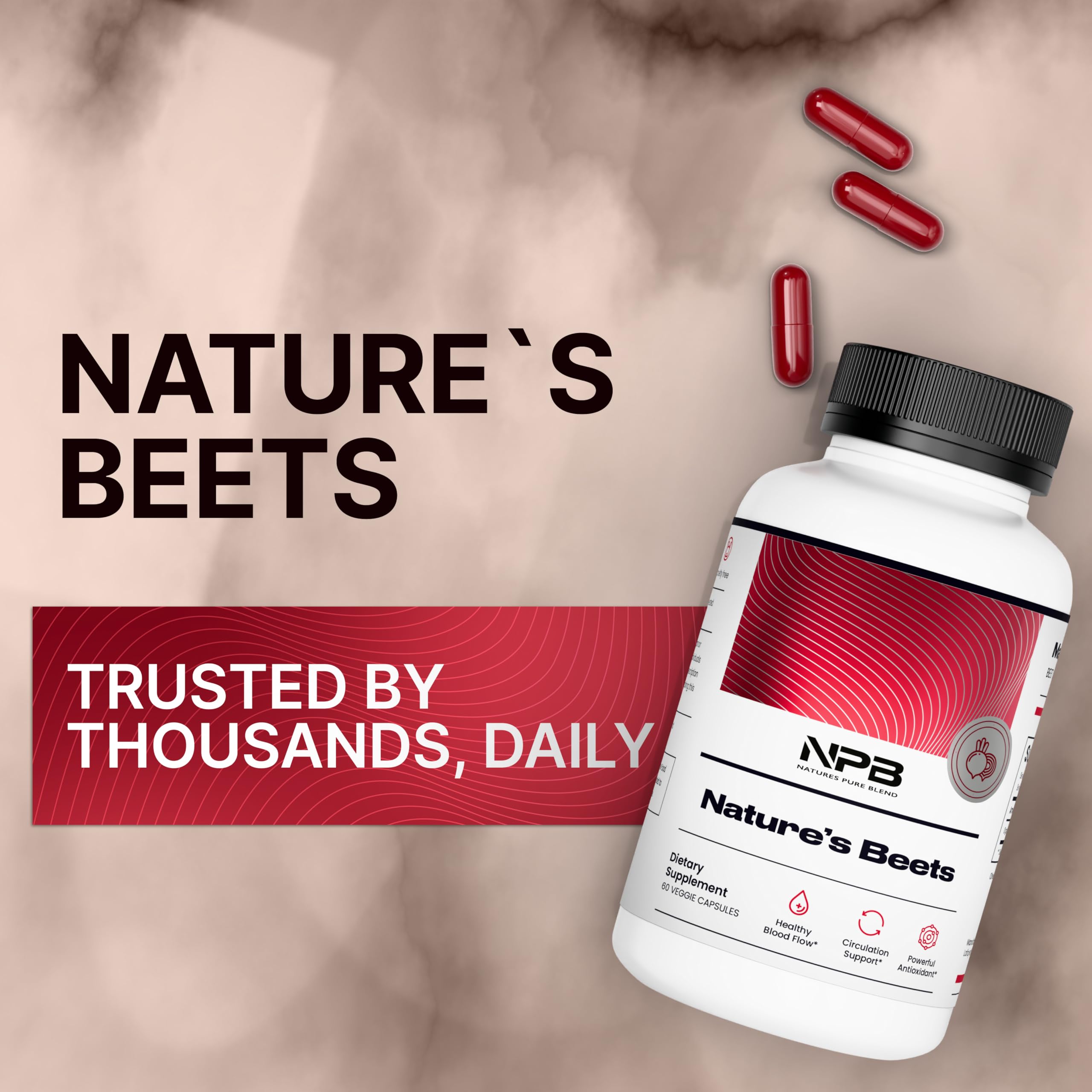 Nature's Pure Blend frasco abierto con cápsulas para conveniencia diaria