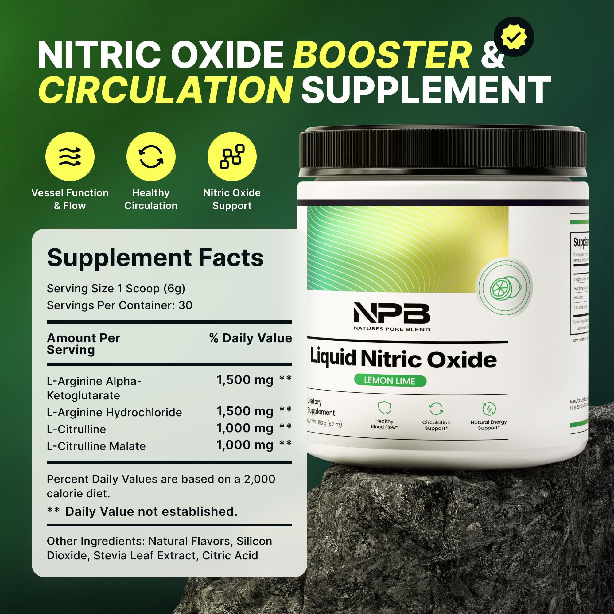 Nature's Pure Blend envase con etiqueta legible, confianza y calidad