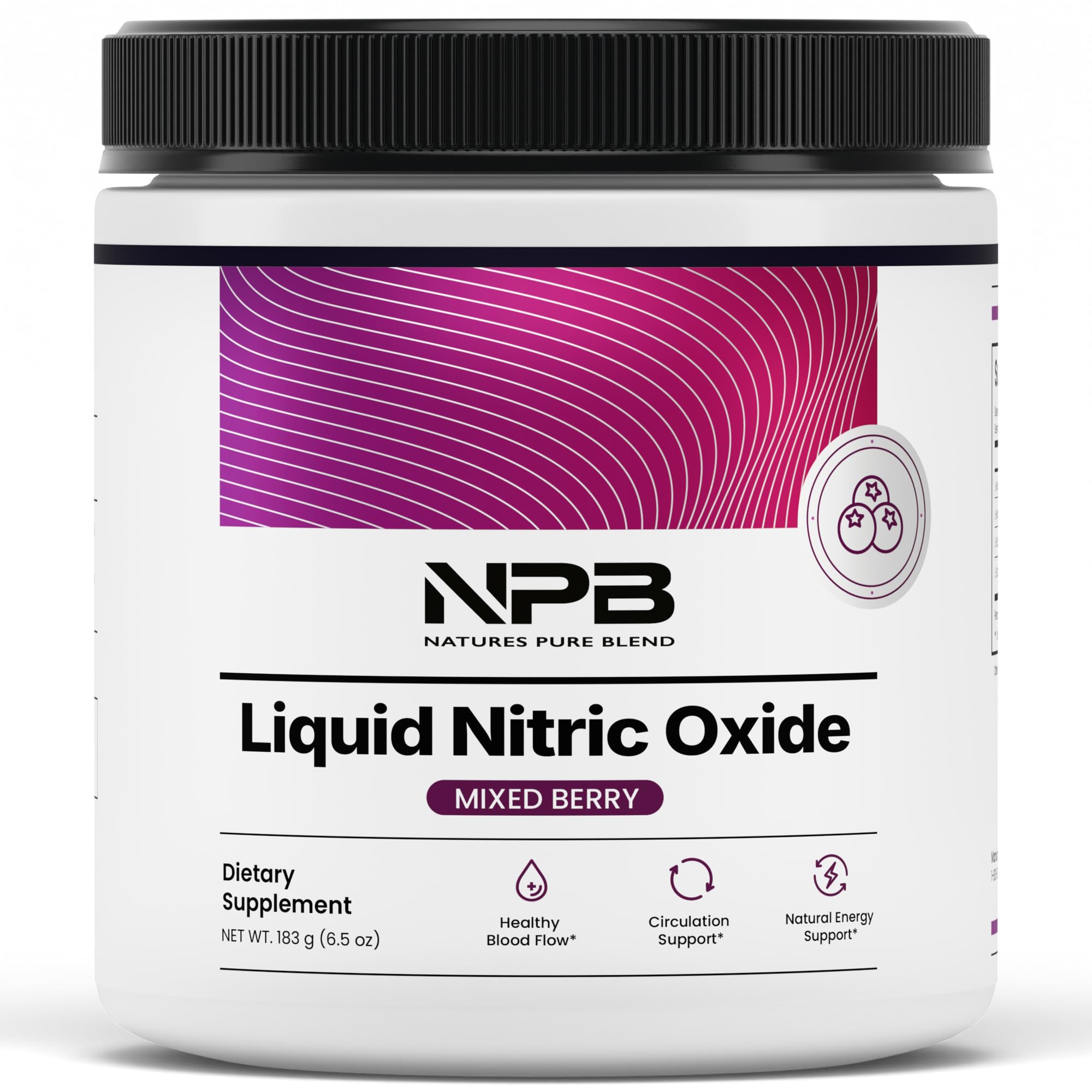 Nature's Pure Blend frente del envase mostrando sabor Mixed Berry y claridad de etiqueta