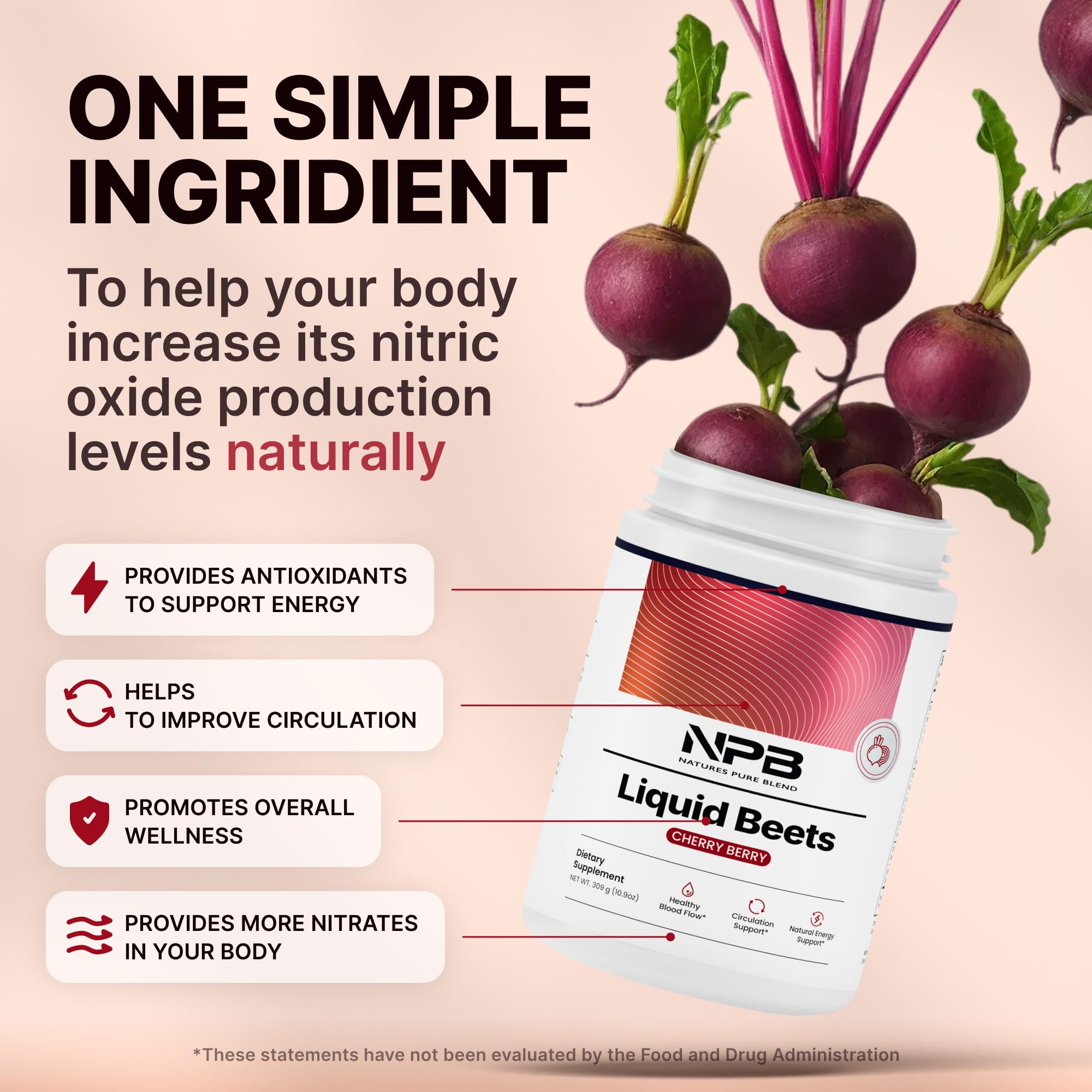 Nature's Pure Blend polvo disuelto en vaso listo para beber y energizar