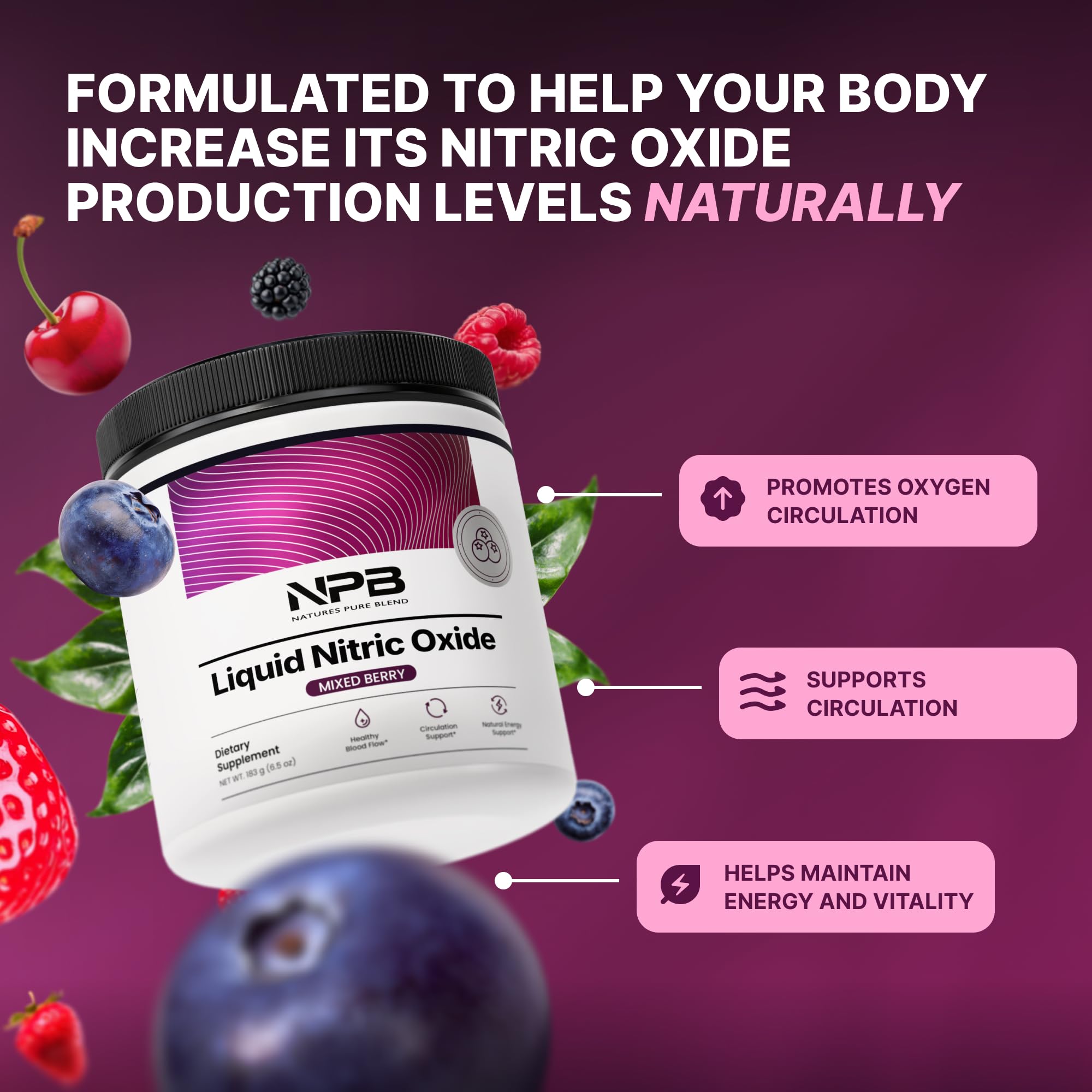 Nature's Pure Blend polvo textura en primer plano para disolución rápida y mezcla fácil