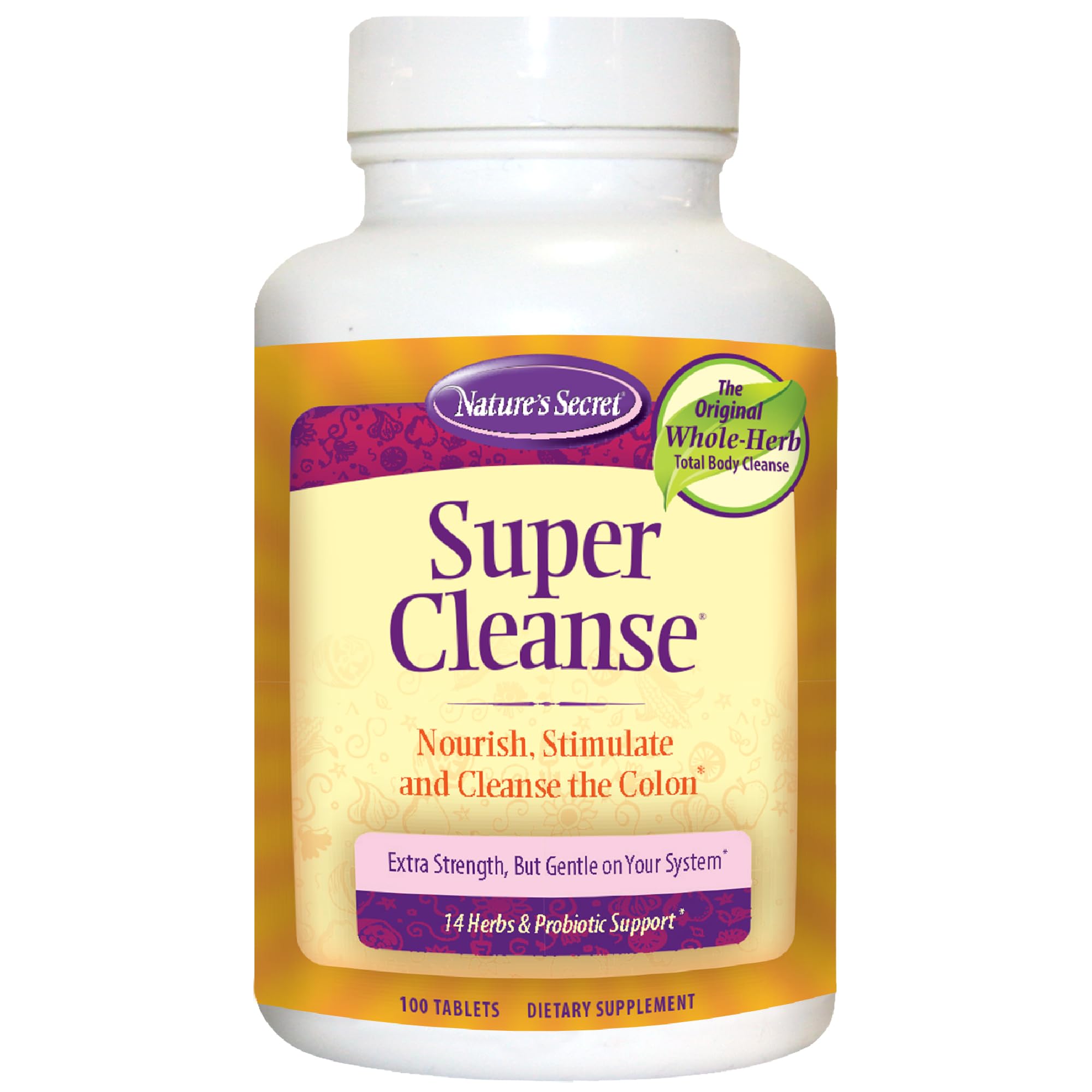 Nature's Secret envase frontal mostrando Super Cleanse y beneficios digestivos