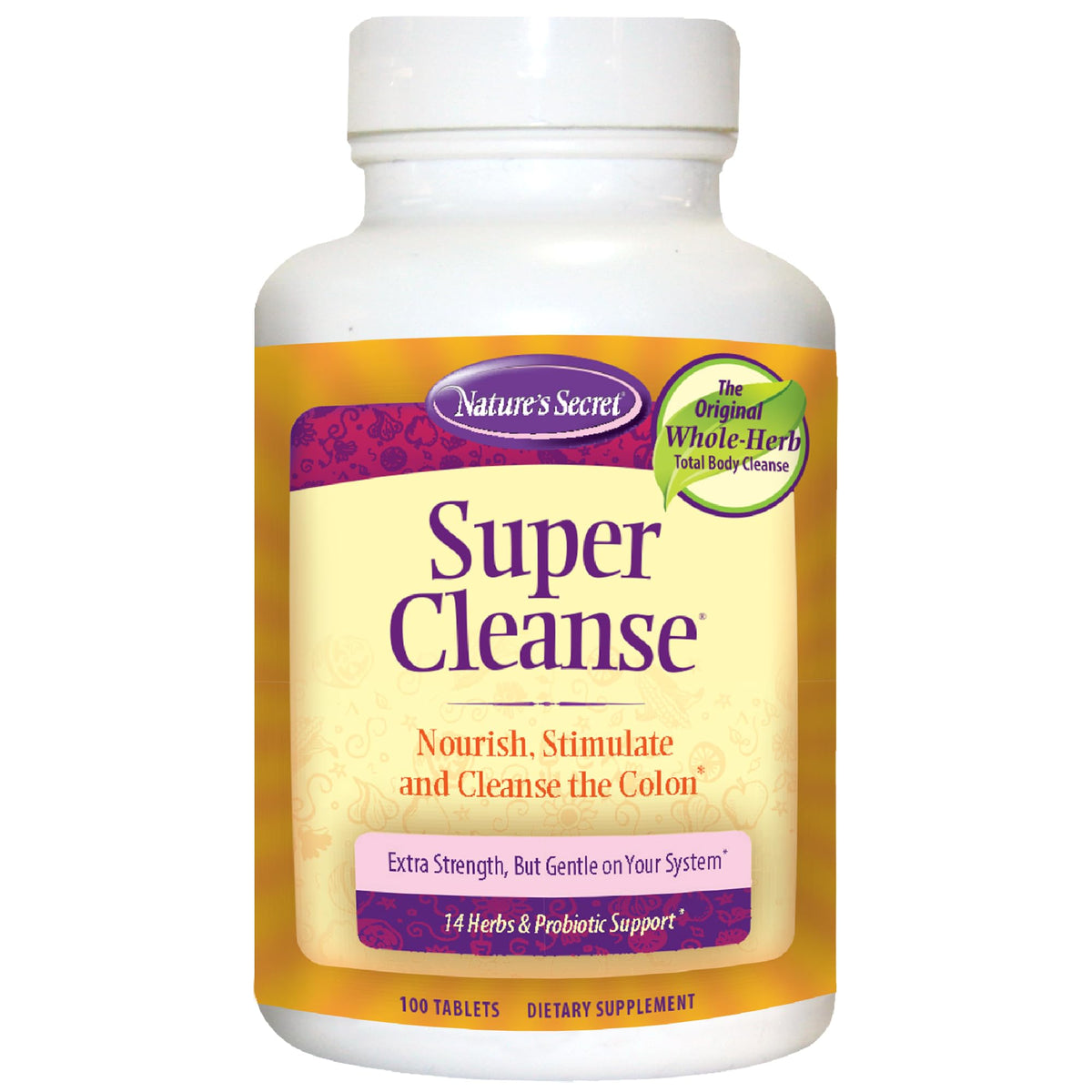 Nature's Secret envase frontal mostrando Super Cleanse y beneficios digestivos