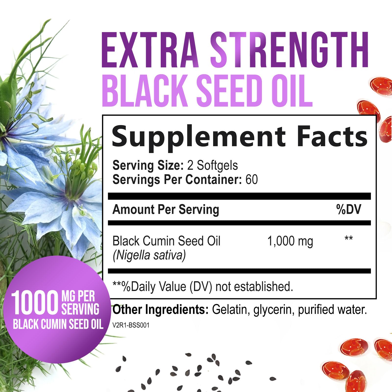 Nature's Strength cápsulas detalle de softgel fácil de tragar y apariencia uniforme