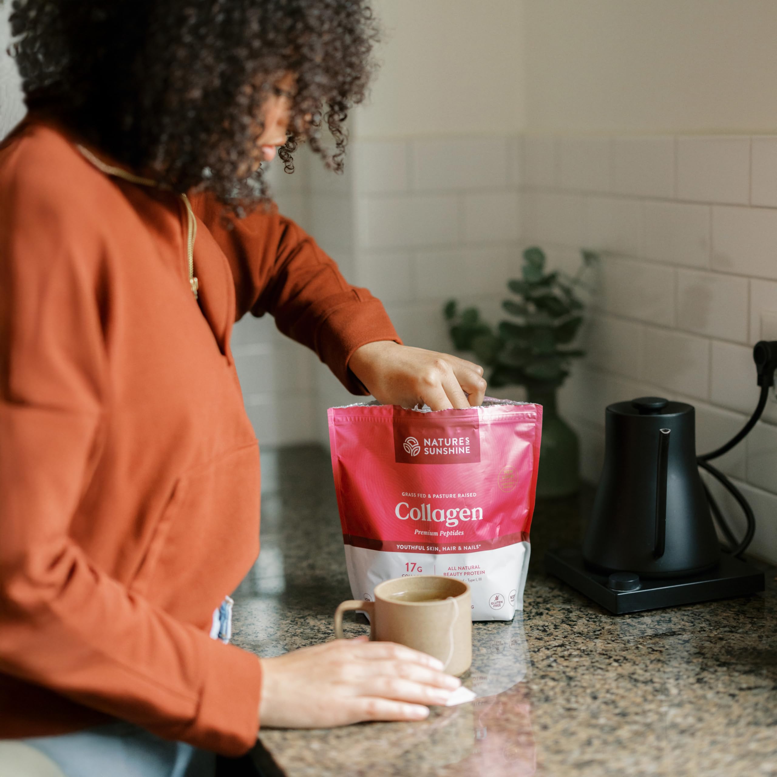 Nature's Sunshine batido matutino con colágeno, apoyo nutritivo para el día