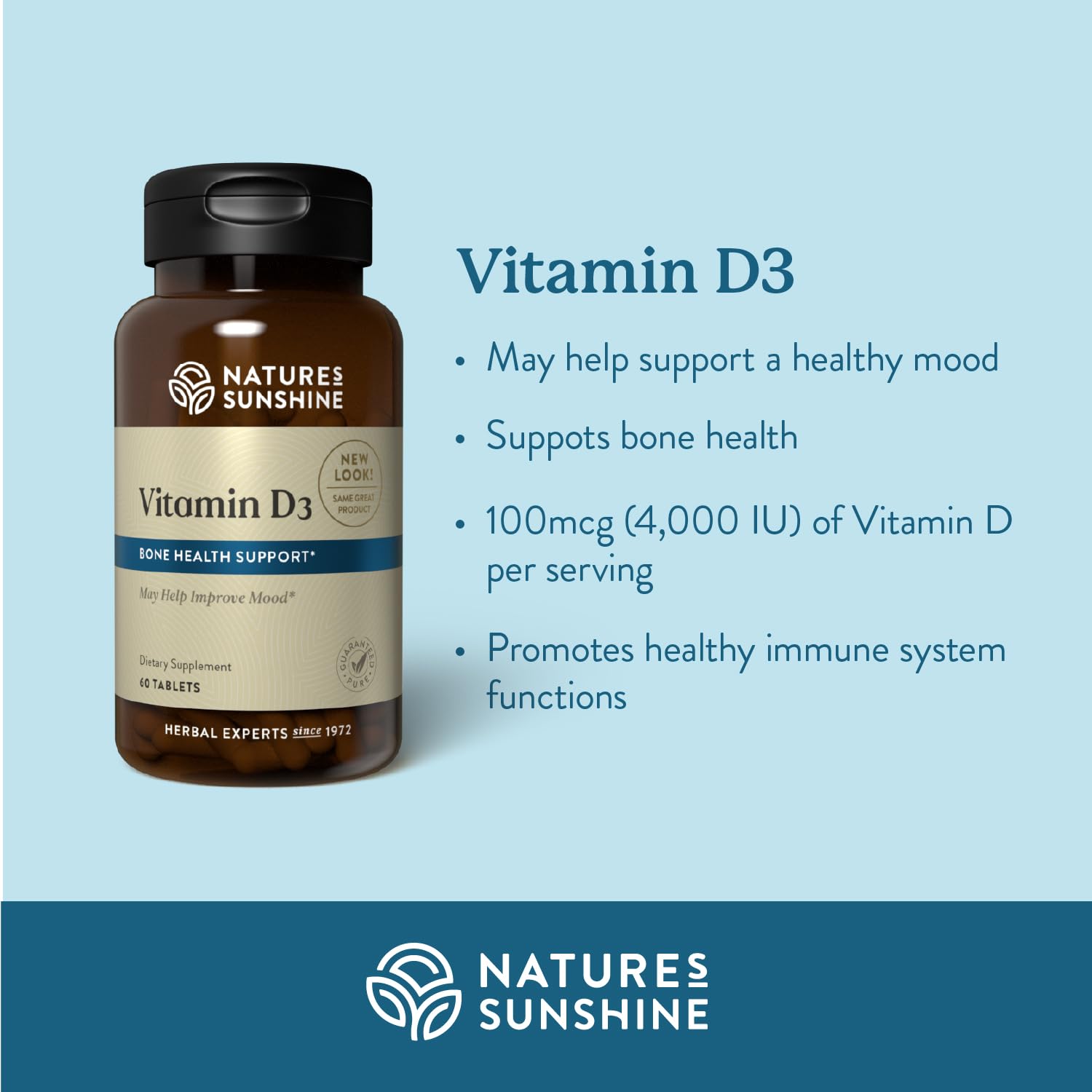 Nature's Sunshine primer plano de etiqueta con información de ingredientes y pureza