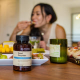 Nature's Sunshine etiqueta con ingredientes destacando prebióticos y probióticos