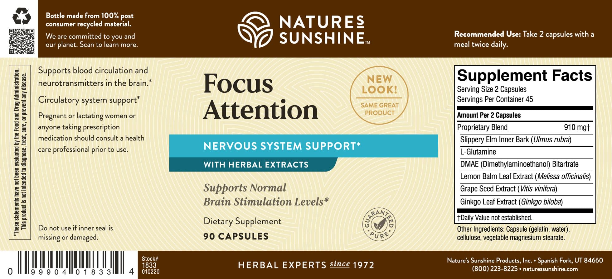 Nature's Sunshine Focus Attention en escritorio ilustrando apoyo mental diario