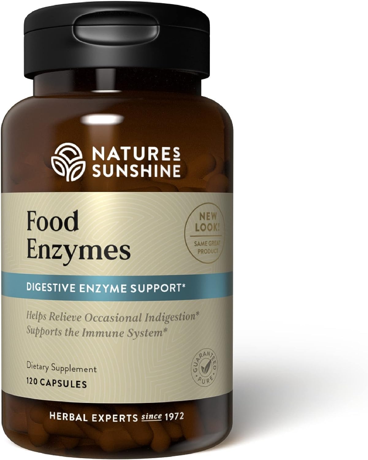 Nature's Sunshine frasco frontal mostrando suplemento y beneficios digestivos