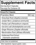 Nature's Sunshine JP-X ingredientes secos dispuestos para ilustrar la mezcla herbal