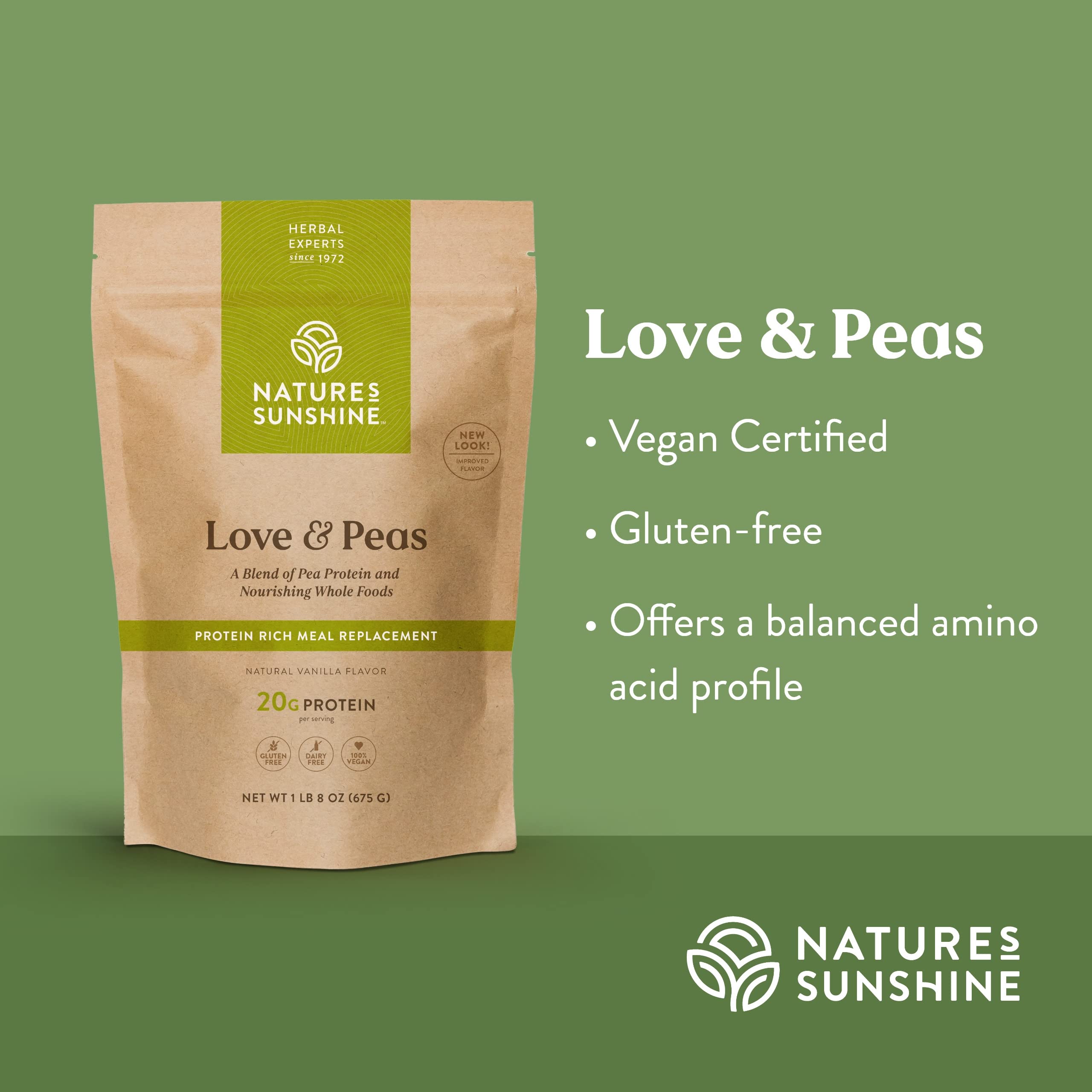 Nature's Sunshine ingredientes secos combinados mostrando calidad vegetal